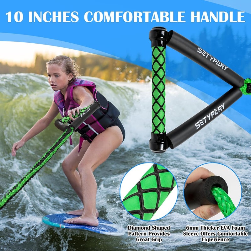 SETYPARY 25ft Wakesurf Rope and Handle, Floating Wake Surf, 6 Section Removeable Surf Tow - Image 3